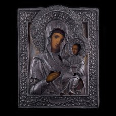 001_472 An old 19 cent icon of Virgin Mary silver