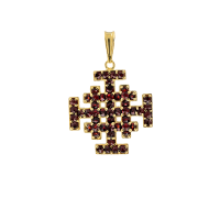 003/00431 Gold on silver jerusalem  cross with Garnet stones