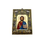 002/00103 Jesus Christ pentocrator with silver frame 950